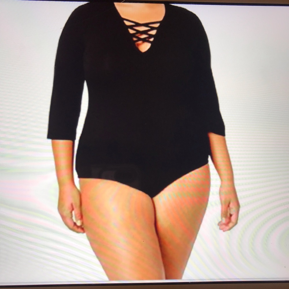 Mblm  Bodysuit By Tess Holiday Trendy Plus Size Lace-up.